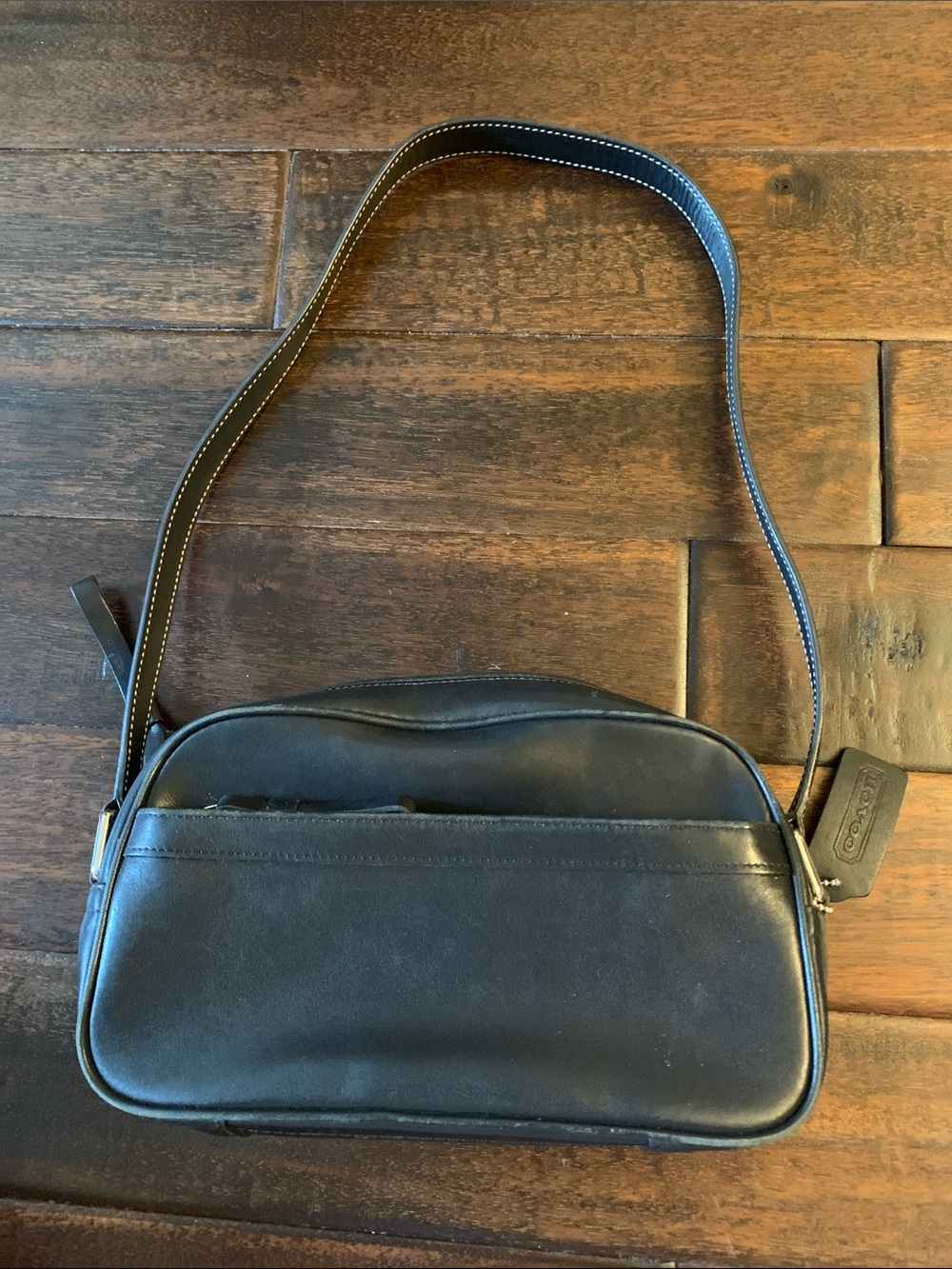 Vintage Coach Black Leather Camera Style Bag #9438